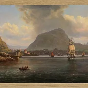 Johan Christian Dahl – Bergen von der nördlichen Bucht aus gesehen  1836 | Giclée Kunstdruck gerahmt