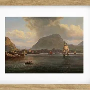 Johan Christian Dahl – Bergen von der nördlichen Bucht aus gesehen  1836 | Giclée Kunstdruck gerahmt