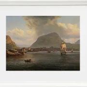 Johan Christian Dahl – Bergen von der nördlichen Bucht aus gesehen  1836 | Giclée Kunstdruck gerahmt