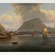 Johan Christian Dahl – Bergen von der nördlichen Bucht aus gesehen  1836 | Giclée Kunstdruck gerahmt