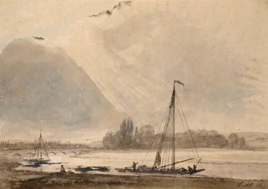 Johan Christian Dahl | Udsigt over Elben nær Dresden - 1824 | Indrammet kunsttryk | Romantic | formida