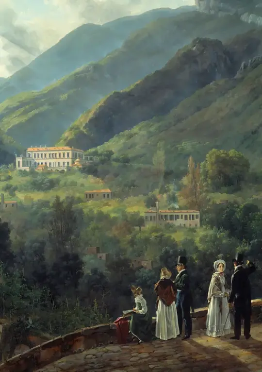 Johan Christian Dahl | Den danske domstol foran Reale Casino - 1821 | Indrammet kunsttryk | Romantic | formida