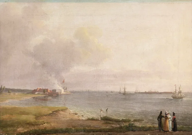Johan Christian Dahl | Udsigt over Øresund nær kalkværket - 1818 | Indrammet kunsttryk | Romantic | formida