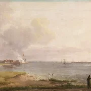 Johan Christian Dahl | Udsigt over Øresund nær kalkværket - 1818 | Indrammet kunsttryk | Romantic | formida