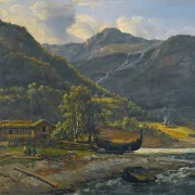 Johan Christian Dahl – Blick auf Skjolden in Lyster  1843 | Giclée Kunstdruck gerahmt