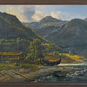 Johan Christian Dahl – Blick auf Skjolden in Lyster  1843 | Giclée Kunstdruck gerahmt