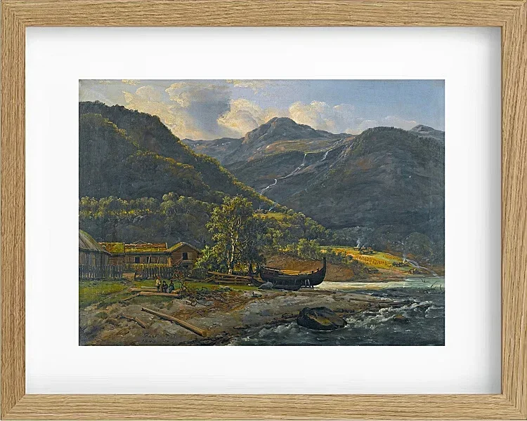 Johan Christian Dahl – Blick auf Skjolden in Lyster  1843 | Giclée Kunstdruck gerahmt