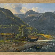 Johan Christian Dahl – Blick auf Skjolden in Lyster  1843 | Giclée Kunstdruck gerahmt