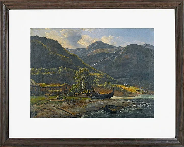 Johan Christian Dahl – Blick auf Skjolden in Lyster  1843 | Giclée Kunstdruck gerahmt