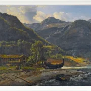 Johan Christian Dahl – Blick auf Skjolden in Lyster  1843 | Giclée Kunstdruck gerahmt
