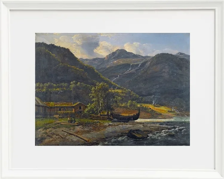 Johan Christian Dahl – Blick auf Skjolden in Lyster  1843 | Giclée Kunstdruck gerahmt