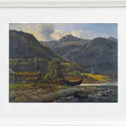 Johan Christian Dahl – Blick auf Skjolden in Lyster  1843 | Giclée Kunstdruck gerahmt