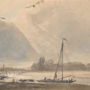 Johan Christian Dahl – Blick auf die Elbe bei Dresden  1824 | Giclée Kunstdruck gerahmt