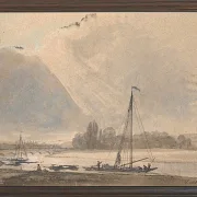 Johan Christian Dahl – Blick auf die Elbe bei Dresden  1824 | Giclée Kunstdruck gerahmt
