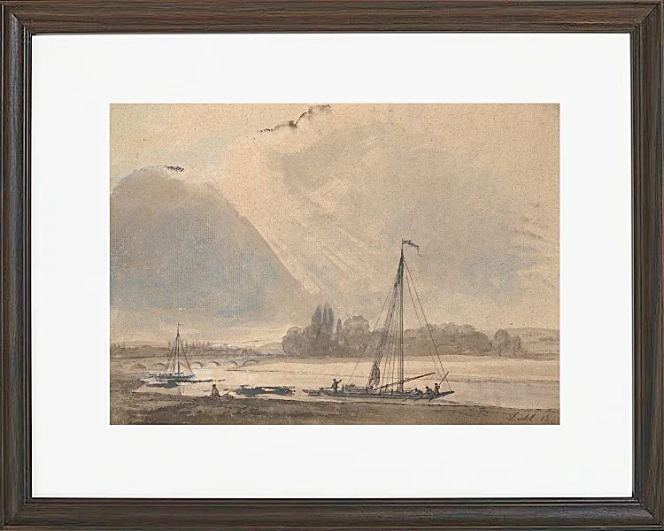 Johan Christian Dahl – Blick auf die Elbe bei Dresden  1824 | Giclée Kunstdruck gerahmt