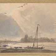 Johan Christian Dahl – Blick auf die Elbe bei Dresden  1824 | Giclée Kunstdruck gerahmt