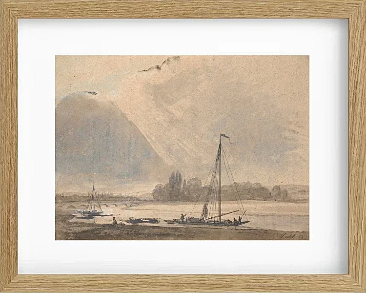 Johan Christian Dahl – Blick auf die Elbe bei Dresden  1824 | Giclée Kunstdruck gerahmt