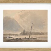 Johan Christian Dahl – Blick auf die Elbe bei Dresden  1824 | Giclée Kunstdruck gerahmt