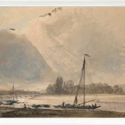 Johan Christian Dahl – Blick auf die Elbe bei Dresden  1824 | Giclée Kunstdruck gerahmt