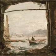Johan Christian Dahl | Udsigt fra en grotte ved Posillipo - 1820 | Indrammet kunsttryk | Romantic | formida