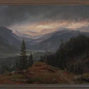 Johan Christian Dahl – Blick über Hallingdal  1844 | Giclée Kunstdruck gerahmt