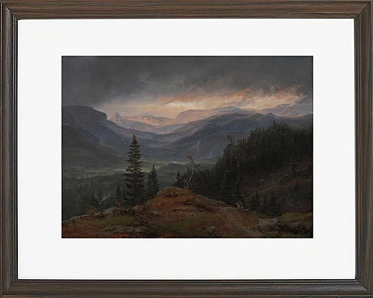 Johan Christian Dahl – Blick über Hallingdal  1844 | Giclée Kunstdruck gerahmt