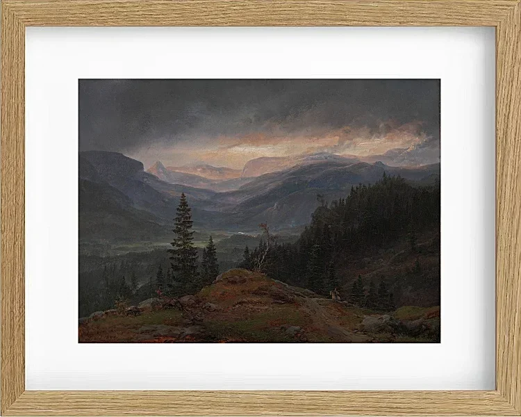Johan Christian Dahl – Blick über Hallingdal  1844 | Giclée Kunstdruck gerahmt