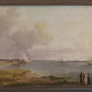 Johan Christian Dahl – Blick über den Öresund in der Nähe des Kalkwerks  1818 | Giclée Kunstdruck gerahmt