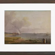 Johan Christian Dahl – Blick über den Öresund in der Nähe des Kalkwerks  1818 | Giclée Kunstdruck gerahmt