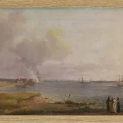 Johan Christian Dahl – Blick über den Öresund in der Nähe des Kalkwerks  1818 | Giclée Kunstdruck gerahmt