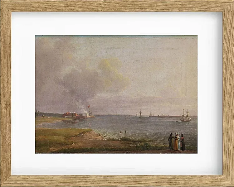 Johan Christian Dahl – Blick über den Öresund in der Nähe des Kalkwerks  1818 | Giclée Kunstdruck gerahmt