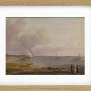 Johan Christian Dahl – Blick über den Öresund in der Nähe des Kalkwerks  1818 | Giclée Kunstdruck gerahmt