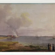 Johan Christian Dahl – Blick über den Öresund in der Nähe des Kalkwerks  1818 | Giclée Kunstdruck gerahmt