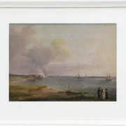 Johan Christian Dahl – Blick über den Öresund in der Nähe des Kalkwerks  1818 | Giclée Kunstdruck gerahmt
