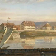 Johan Christian Dahl | Udsigt over Elben og kasernen - 1818 | Indrammet kunsttryk | Romantic | formida