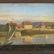 Johan Christian Dahl – Blick über die Elbe und die Kaserne  1818 | Giclée Kunstdruck gerahmt