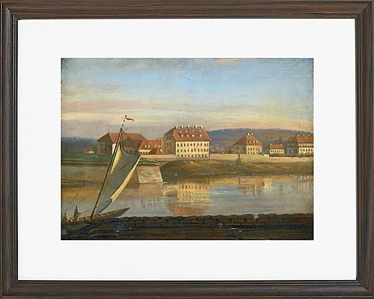 Johan Christian Dahl – Blick über die Elbe und die Kaserne  1818 | Giclée Kunstdruck gerahmt