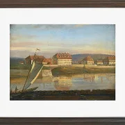 Johan Christian Dahl – Blick über die Elbe und die Kaserne  1818 | Giclée Kunstdruck gerahmt