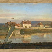 Johan Christian Dahl – Blick über die Elbe und die Kaserne  1818 | Giclée Kunstdruck gerahmt