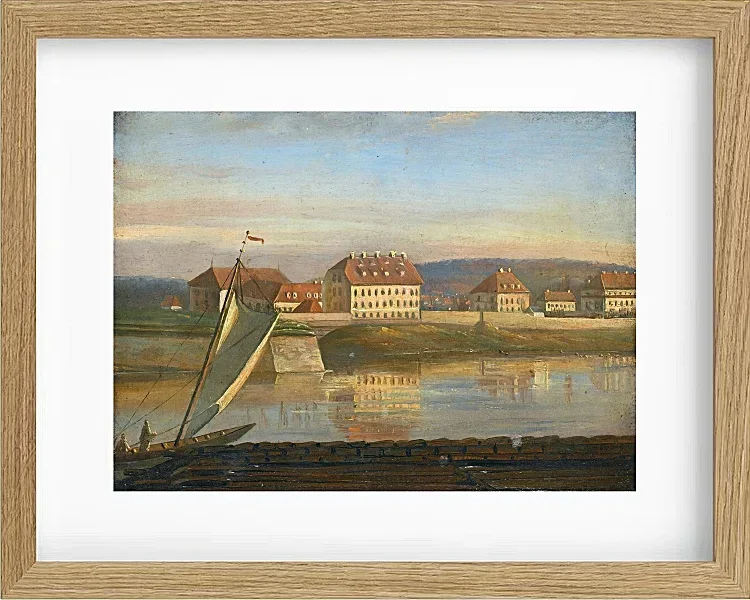 Johan Christian Dahl – Blick über die Elbe und die Kaserne  1818 | Giclée Kunstdruck gerahmt