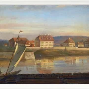 Johan Christian Dahl – Blick über die Elbe und die Kaserne  1818 | Giclée Kunstdruck gerahmt