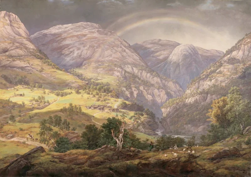 Johan Christian Dahl | Blick von Stalheim - 1842 | Gerahmter Kunstdruck | Romantik | formida