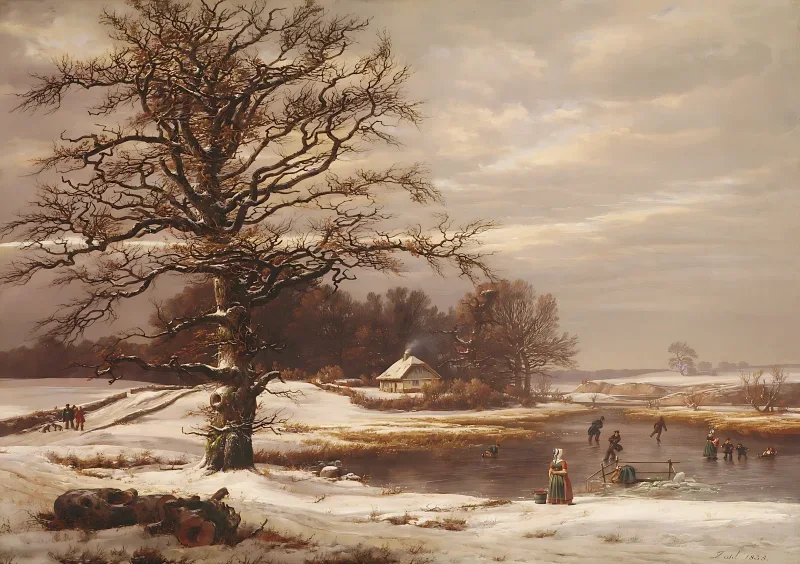 Johan Christian Dahl | Dansk vinterlandskab - 1827 | Indrammet kunsttryk | Romantic | formida