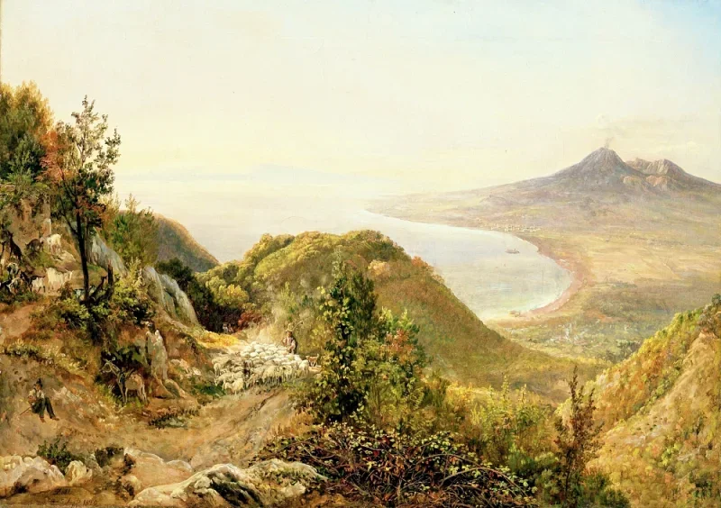 Johan Christian Dahl | Udsigt fra Pimonte - 1820 | Indrammet kunsttryk | Romantic | formida