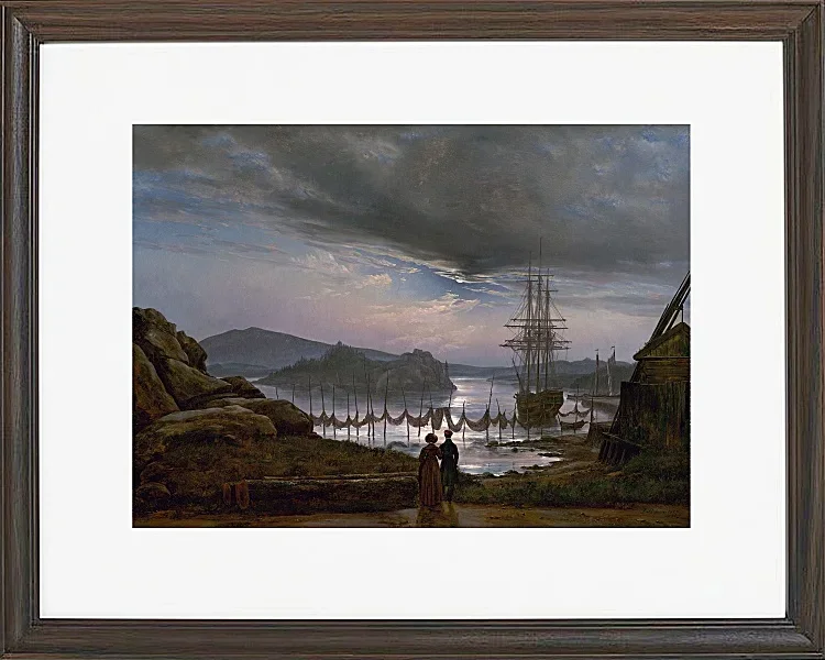 Johan Christian Dahl – Blick von Vaekero bei Christiania  1827 | Giclée Kunstdruck gerahmt