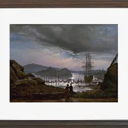 Johan Christian Dahl – Blick von Vaekero bei Christiania  1827 | Giclée Kunstdruck gerahmt