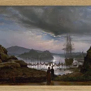 Johan Christian Dahl – Blick von Vaekero bei Christiania  1827 | Giclée Kunstdruck gerahmt