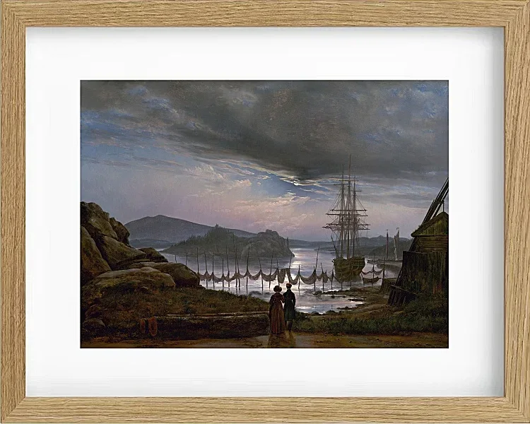 Johan Christian Dahl – Blick von Vaekero bei Christiania  1827 | Giclée Kunstdruck gerahmt