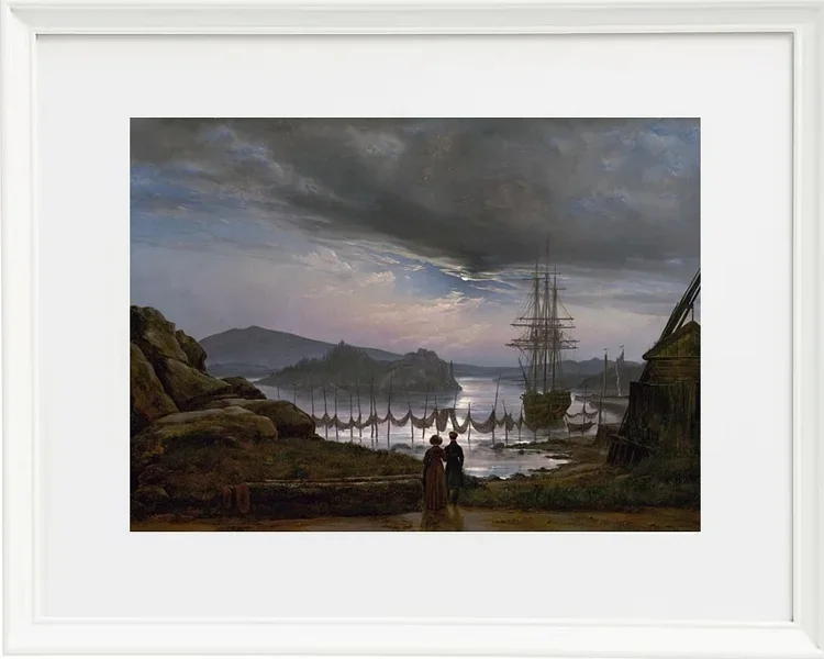 Johan Christian Dahl – Blick von Vaekero bei Christiania  1827 | Giclée Kunstdruck gerahmt