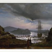 Johan Christian Dahl – Blick von Vaekero bei Christiania  1827 | Giclée Kunstdruck gerahmt